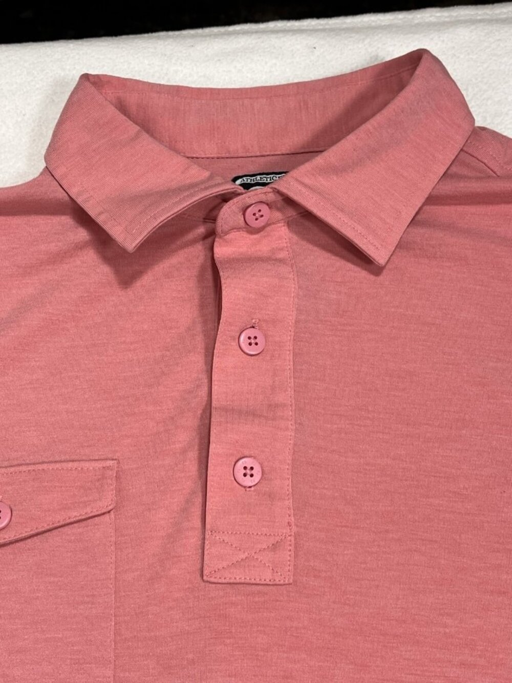 FootJoy FJ Athletic Fit Golf Polo Mens Pink Short Sleeve Pocket Shirt - Picture 6 of 14